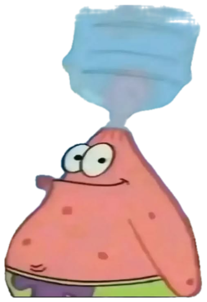 Patrick Star with a blank, glazed-over stare and steam rising off his head sticker