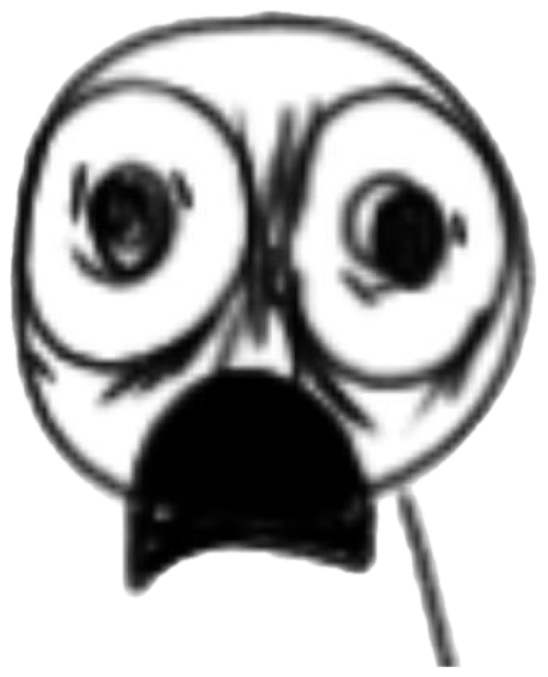 Crude hand-drawn circle face with huge bulging eyes and wide-open screaming mouth sticker