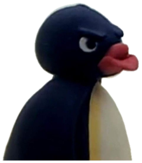 Pingu the claymation penguin throwing a sharp, unimpressed side-eye sticker