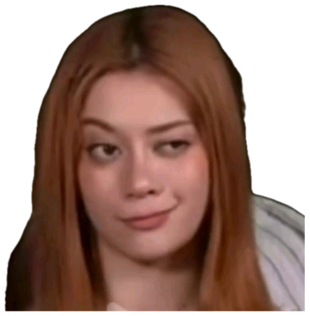Redheaded woman with a subtle knowing smirk and amused side-eye sticker