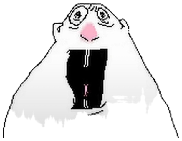 Troll face-style cartoon character looking up in wide-eyed open-mouthed horror sticker