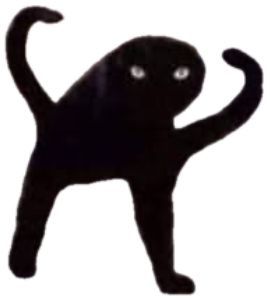 Black cat contorted into a spooky wide-eyed silhouette on the pavement sticker