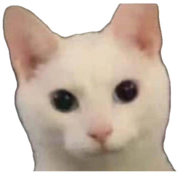 White cat staring dead ahead captioned 'jut as i supsected' sticker