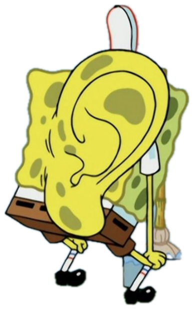 SpongeBob bent over scrubbing, his ear comically oversized sticker