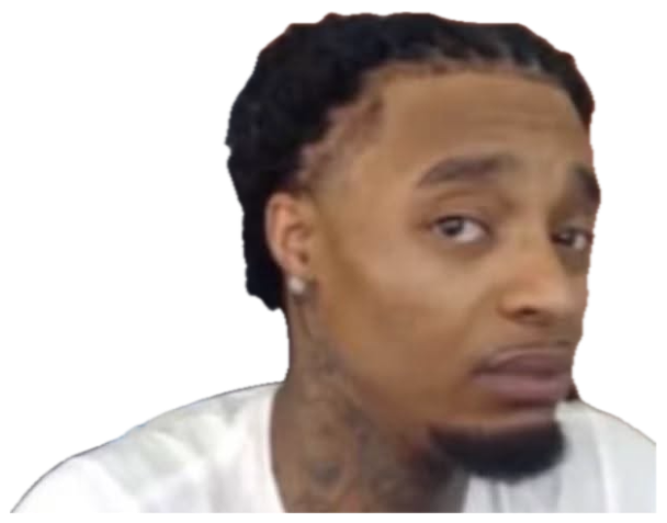 Young man with braided hair in a gaming chair giving a flat, unimpressed side-eye sticker