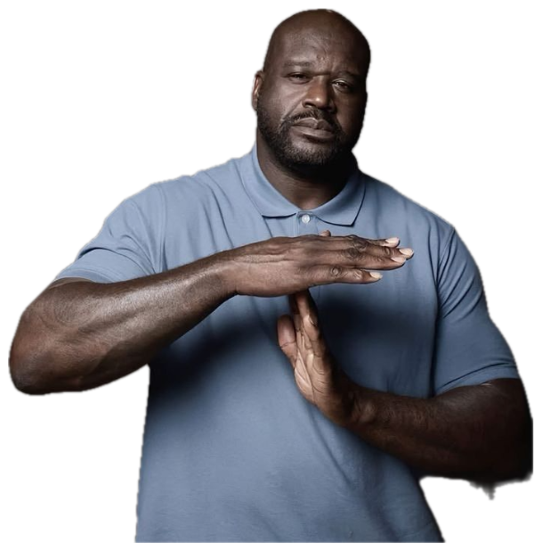Shaquille O'Neal making a deadpan 'time out' gesture with his hands sticker