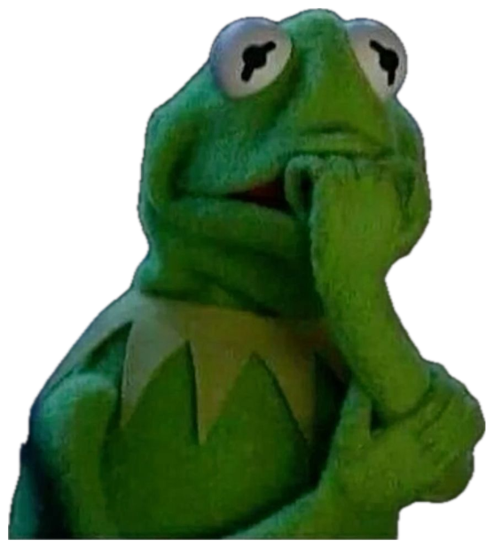 Kermit the Frog with a hand to his mouth, deep in nervous thought sticker