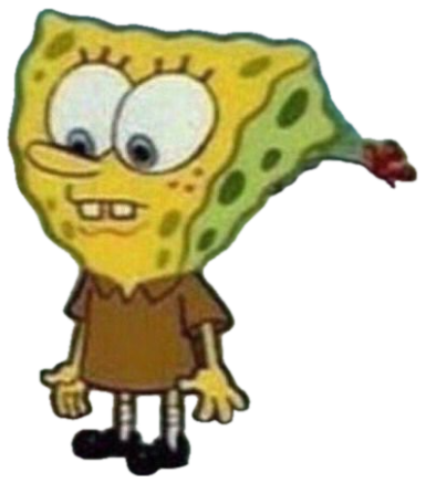 SpongeBob in a brown shirt standing with a slightly smug, buck-toothed grin sticker