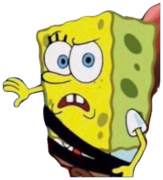 SpongeBob wincing in nervous alarm, reaching out with a worried grimace sticker