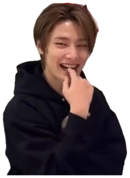Guy in a black hoodie giggling into his hand in front of red heart balloons sticker