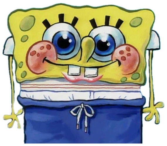 SpongeBob blushing hard with a bashful closed-lip smile sticker