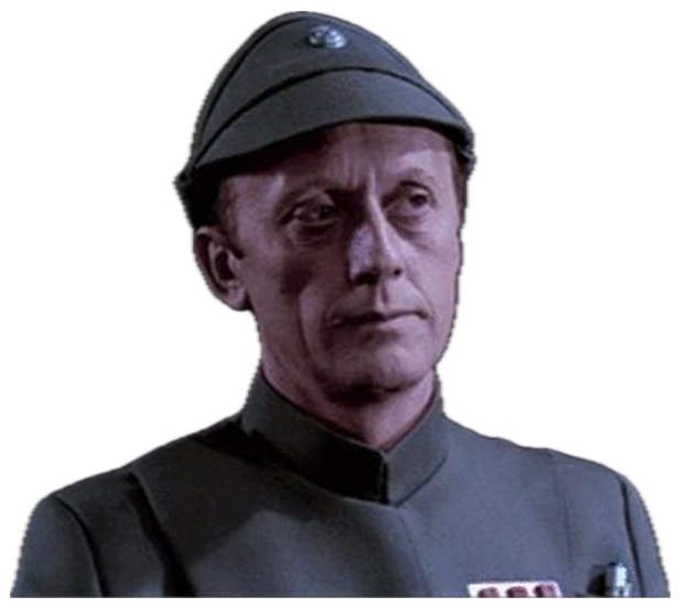 Star Wars Imperial officer staring forward with a stiff, deadpan expression sticker