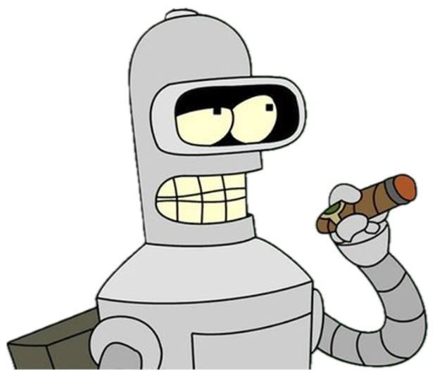 Bender from Futurama smirking with a cigar, feeling superior as usual sticker