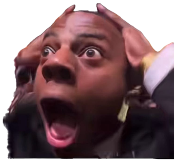 Man at a crowded event grabbing his head and screaming with massive wide eyes sticker