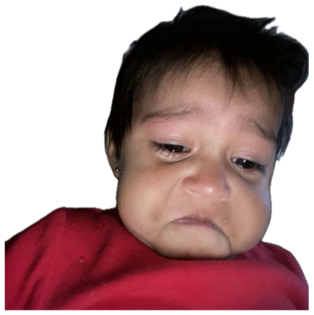 Baby with a droopy, deeply unimpressed frown that says they're already done with today sticker