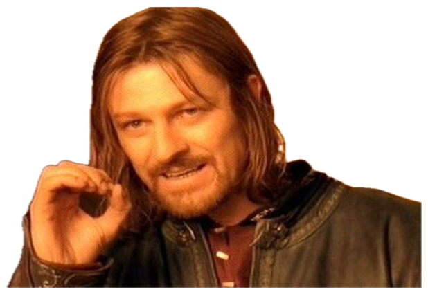 Boromir pinching his fingers mid-sentence with a sarcastic 'one does not simply' look sticker