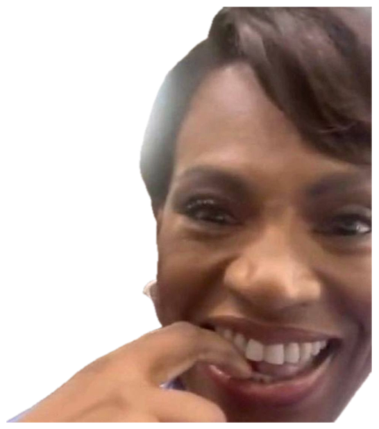 Two women cracking up together, one laughing in the foreground, one smiling behind sticker