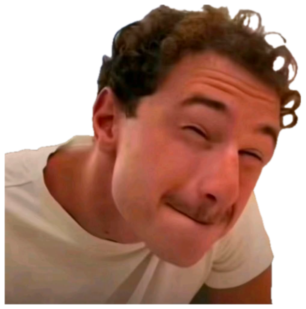 Curly-haired guy resting his face in his hand with a pained, cringe-worthy expression in an Apple Store sticker