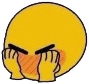 Yellow emoji face with fists pressed to blushing cheeks and eyes squeezed shut sticker
