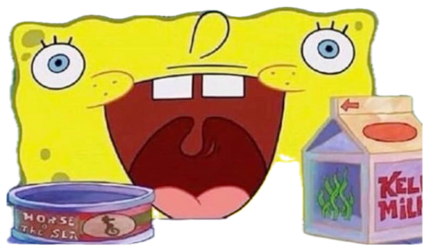 SpongeBob with his mouth cranked wide open mid-scream behind the counter sticker