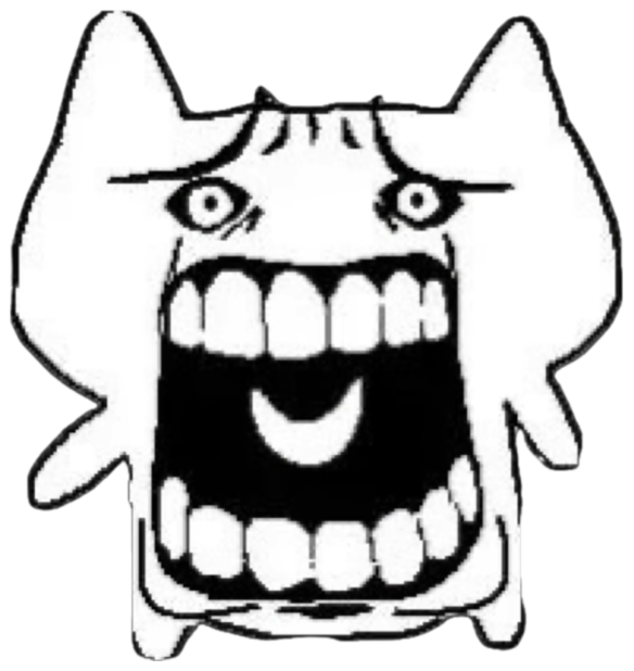 Black-and-white cartoon cat screaming with a huge open mouth full of teeth sticker