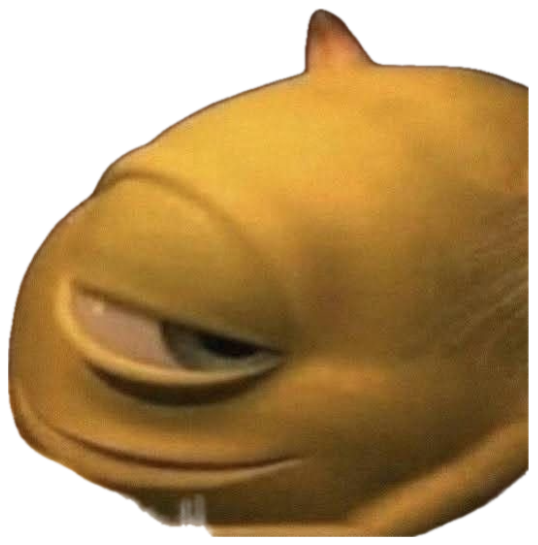 Yellow animated creature giving an extreme side-eye with half-lidded suspicion sticker