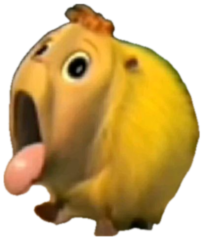 Tiny round yellow cartoon bird frozen in shock with mouth wide open sticker