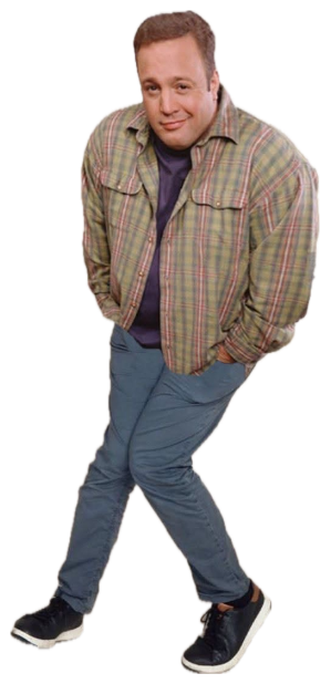 Kevin James standing hands-in-pockets with a smirk and a slight lean sticker