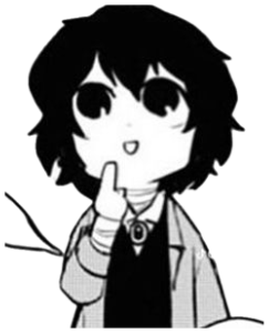 Black-and-white manga girl touching her cheek with a coy, smiling glance sticker
