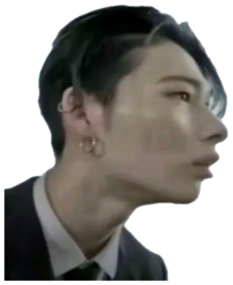 Young Asian man in profile glancing at a shadow with a question mark floating above his head sticker