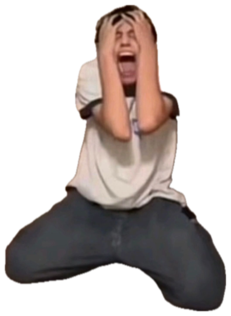 Person on their knees on the floor, screaming into their hands in full meltdown mode sticker