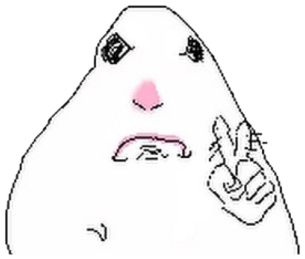 Crude blob cartoon with a frown pointing accusingly with a raised finger sticker