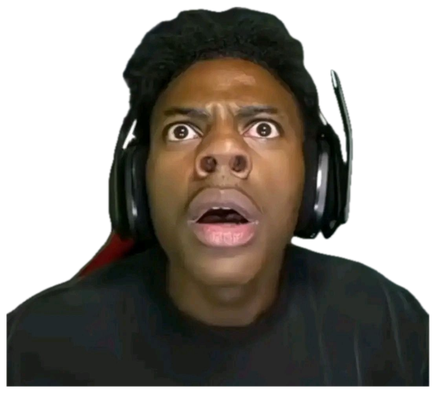 Streamer in headphones frozen mid-gasp with eyes wide and jaw dropped sticker