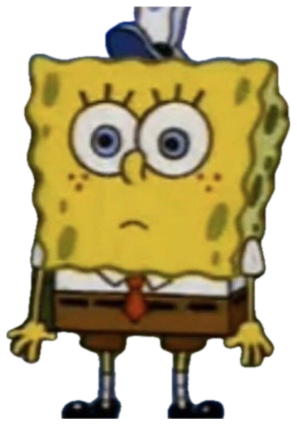 SpongeBob standing arms down with a small sad frown and worried eyes sticker