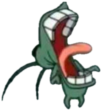 Plankton mid-scream with his mouth stretched impossibly wide and tongue out sticker