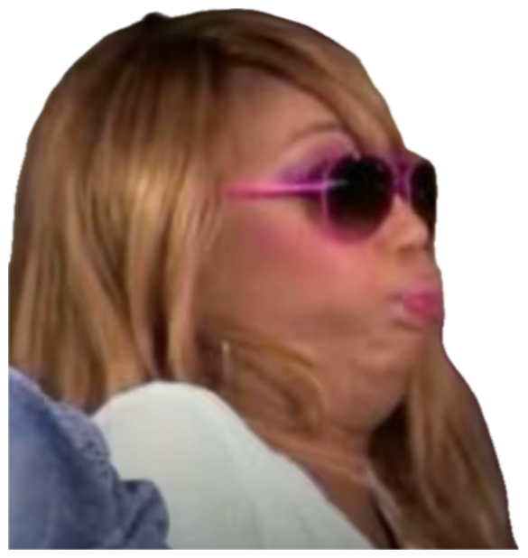 Woman in pink heart sunglasses puckering her lips with an unbothered, sassy vibe sticker