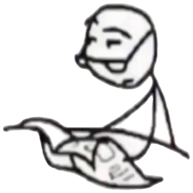 Stick-figure doodle leaning in, pointing and cackling at you sticker