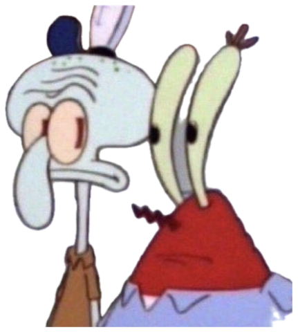 Squidward and Mr. Krabs looking utterly done and miserable together sticker