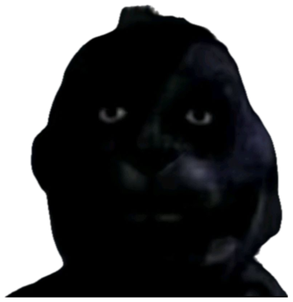 Shadowy animatronic bunny face lit only by two glaring eyes in the dark sticker