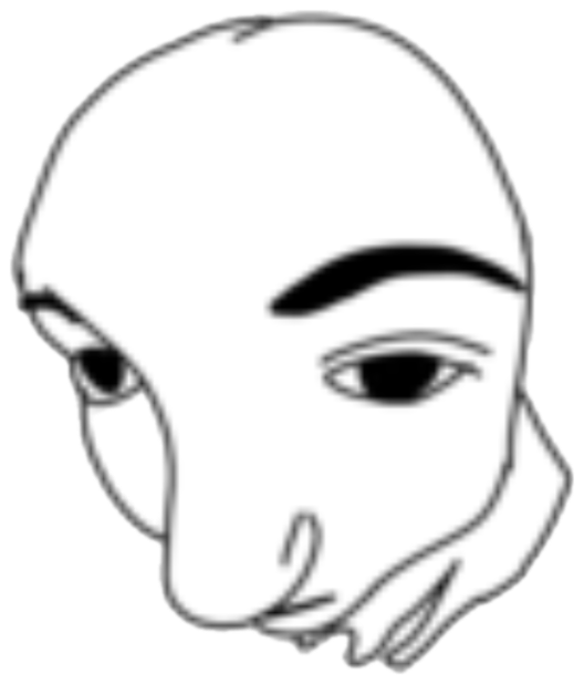 Rough line-drawn face throwing a heavy suspicious side-eye sticker