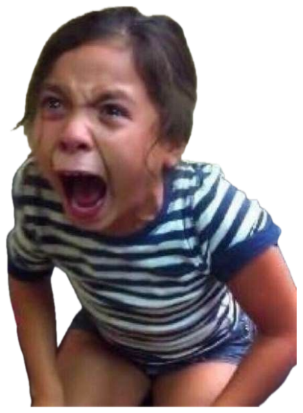 Little girl in a striped shirt screaming with mouth wide open in pure outrage sticker