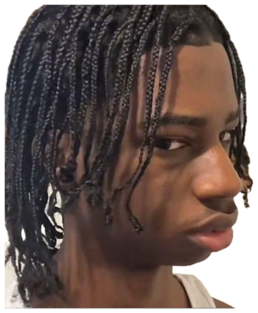 Guy with braids glancing sideways with a cool, unbothered side-eye sticker