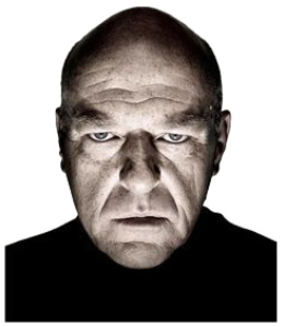 Bald man with deeply furrowed brows staring into your soul with pure contempt sticker