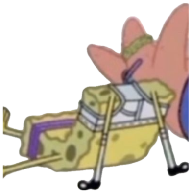 SpongeBob collapsed on the ground next to Patrick, totally worn out sticker