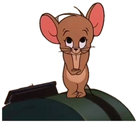 Jerry from Tom and Jerry standing timidly with arms folded, looking small and worried sticker