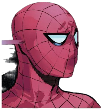 Comic Spider-Man squinting with question marks floating beside his head sticker