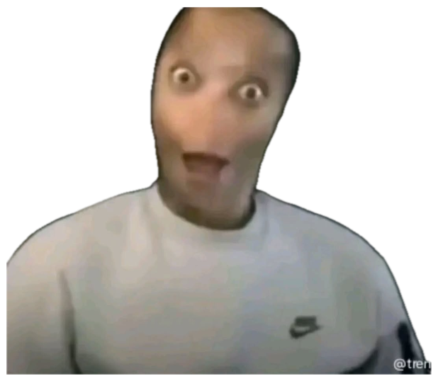 Warped-face gamer with bulging eyes and gaping mouth in total shock sticker