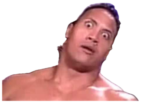 The Rock turning to camera with wide-eyed, eyebrow-raised disbelief sticker