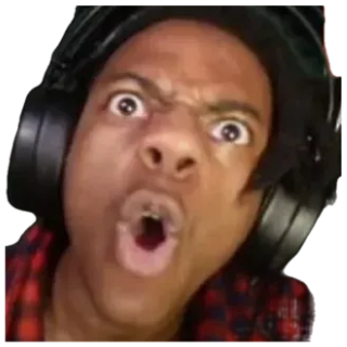 Streamer in headphones with bulging eyes and mouth wide open in total shock sticker
