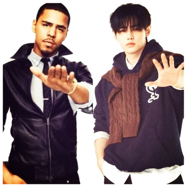 Side-by-side of two guys both holding a flat palm straight out at the camera sticker